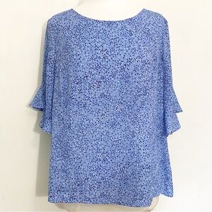 Liz Claiborne Blue Flutter Sleeve Blouse